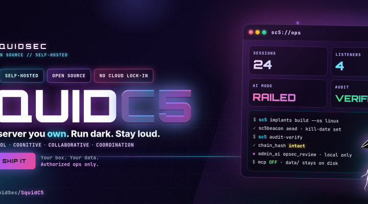 SquidC5: Free Open Source Self-Hosted C5 Teamserver for Authorized Red Teams