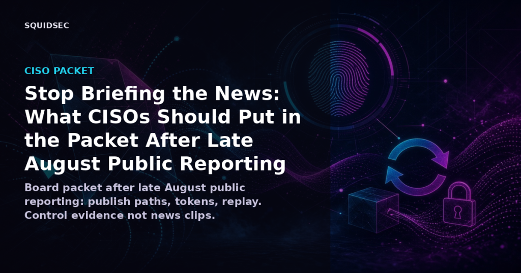 Stop Briefing the News: What CISOs Should Put in the Packet After Late August Public Reporting on Publish Paths, Tokens, and Replay